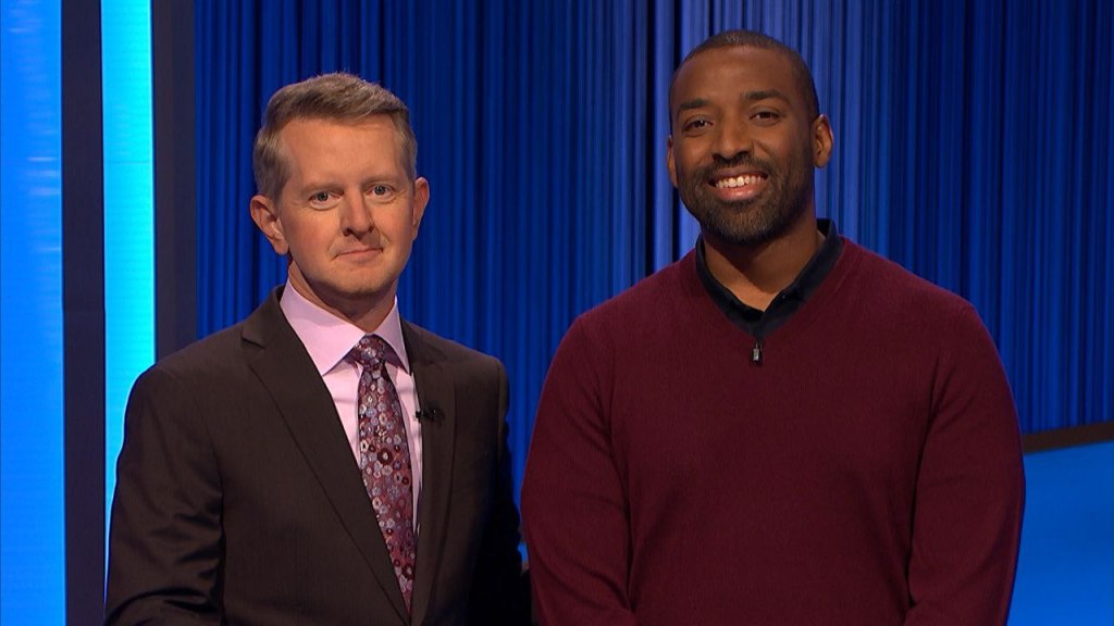 The Jeopardy-produced photo of Ken Jennings and me, onstage